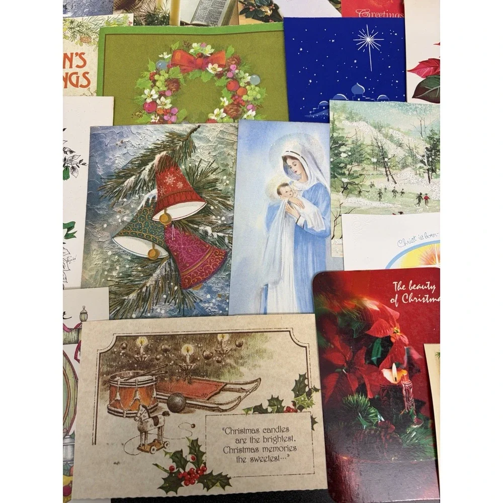 Vintage Christmas Cards Fronts ONLY Traditional Scrapbooking Decoupage Lot 50+